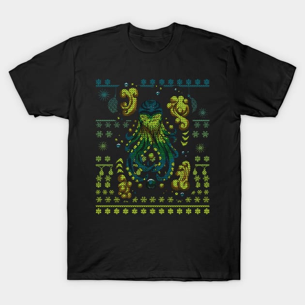 Ugly Christmas Sweater: Cthulhu T-Shirt by hybridgothica